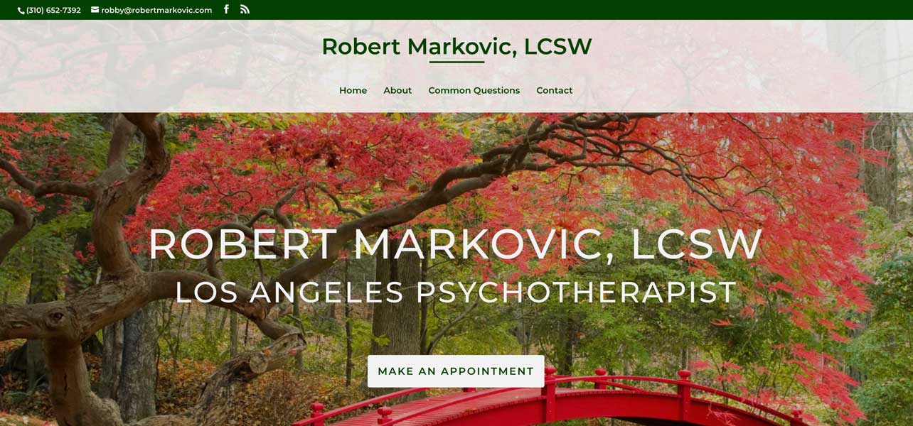 Therapy Website Robert Markovic LCSW Website Homepage